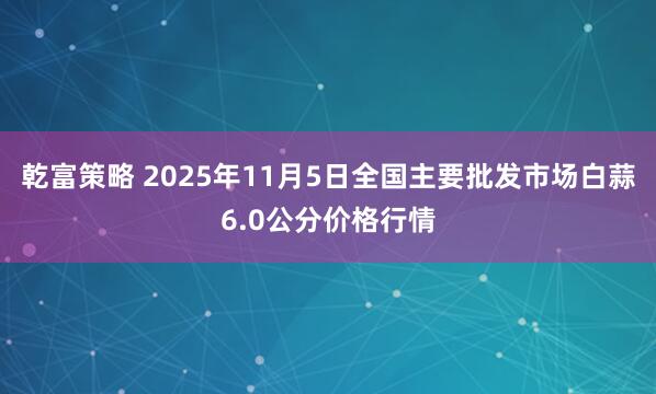 乾富策略 2025年11月5日全国主要批发市场白蒜6.0公分价格行情